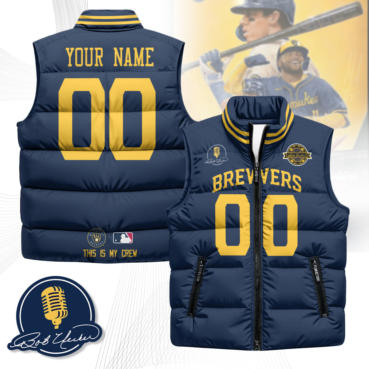 Custom Milwaukee Brewers Unisex Puffer Vest