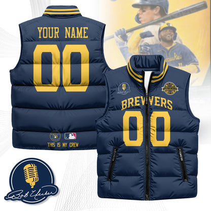 Custom Milwaukee Brewers Unisex Puffer Vest