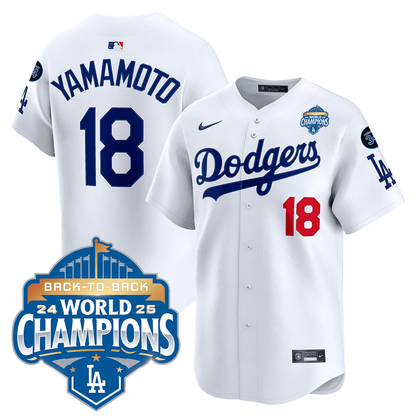 Men's Dodgers 2025 World Series - Back To Back Champions Vapor Premier Limited Jersey V2 - All Stitched