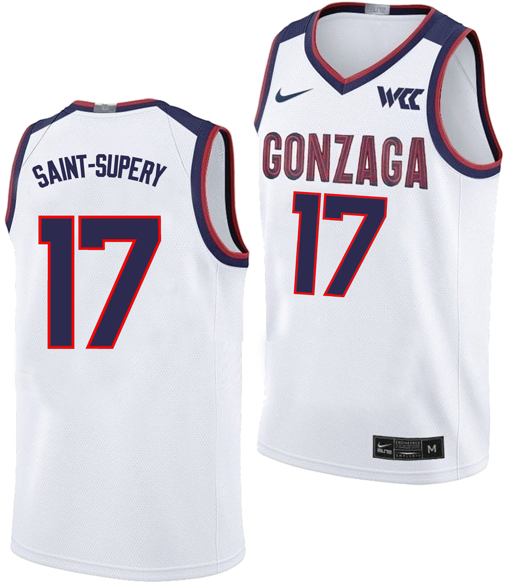 Men's #17 Mario Saint-Supery Gonzaga Bulldogs College Basketball Jersey