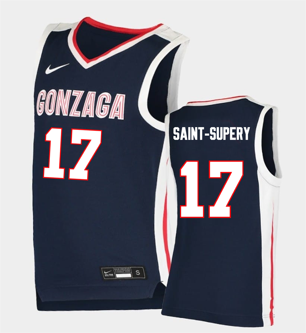 Men's #17 Mario Saint-Supery Gonzaga Bulldogs College Basketball Jersey
