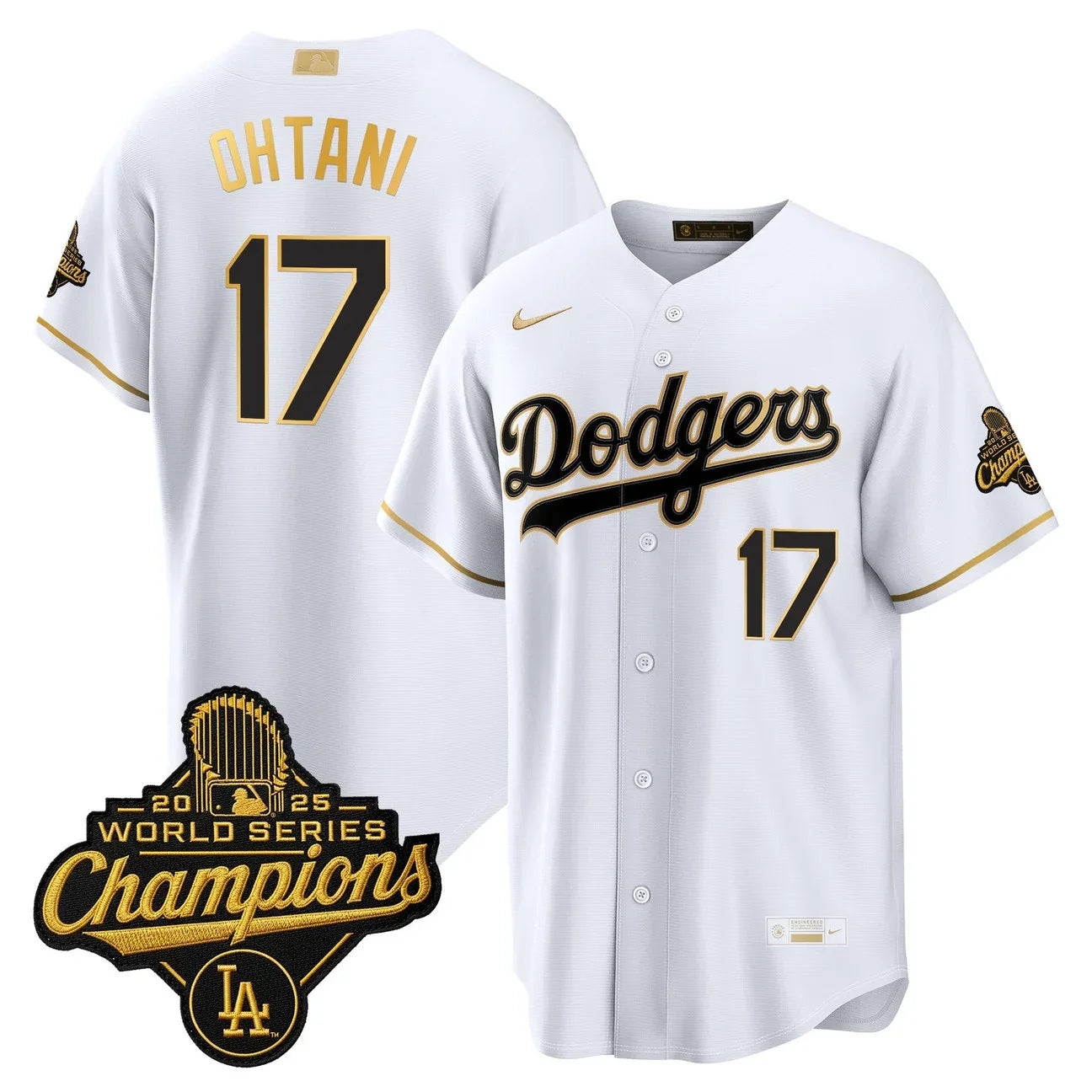 Los Angeles Dodgers "Gold Collection" Premier Limited Jersey - All Stitched - White Gold