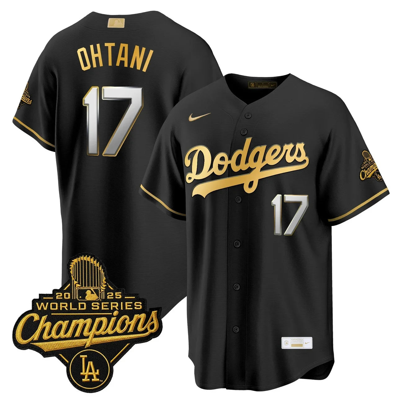 Los Angeles Dodgers "Gold Collection" Premier Limited Jersey - All Stitched -Black Gold