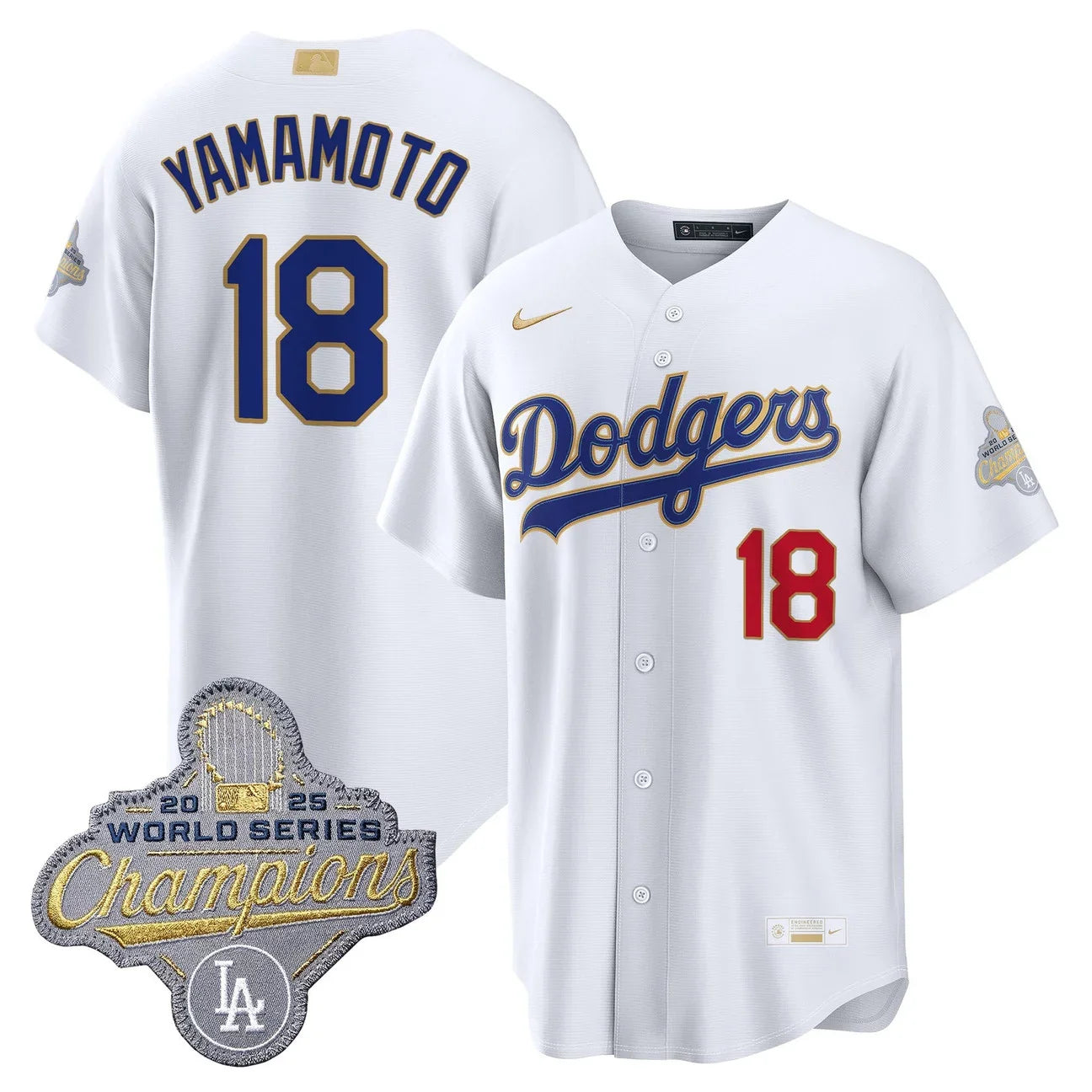 Los Angeles Dodgers "Gold Collection" Premier Limited Jersey - All Stitched -White