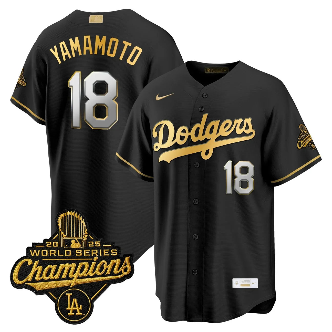 Los Angeles Dodgers "Gold Collection" Premier Limited Jersey - All Stitched -Black Gold