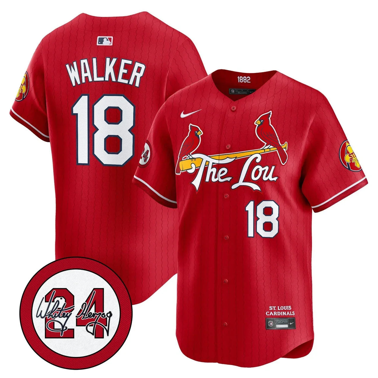 Men's St. Louis Cardinals Whitey Herzog Patch Vapor Premier Limited Jersey - All Stitched - Red