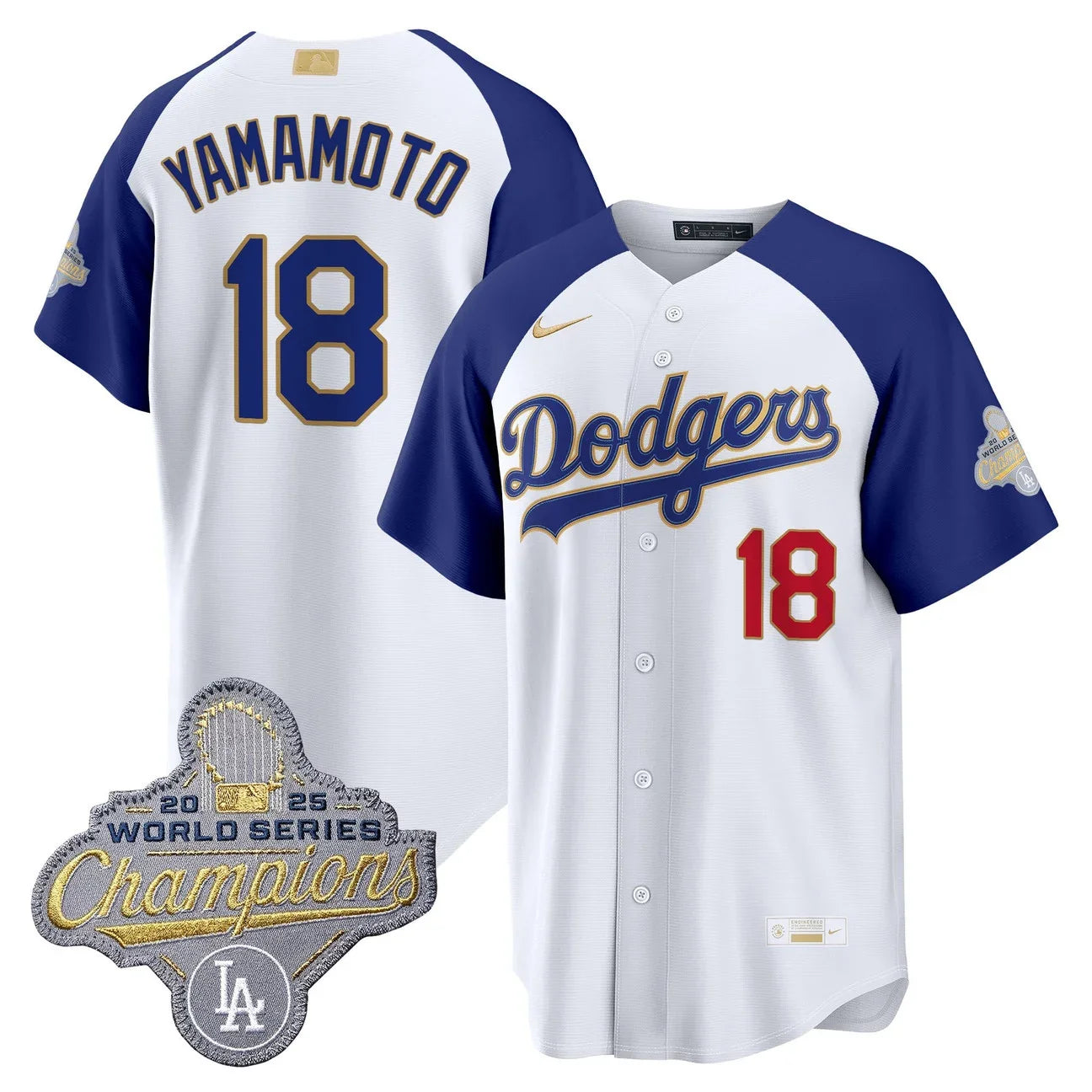 Los Angeles Dodgers "Gold Collection" Premier Limited Jersey - All Stitched -White Alternate