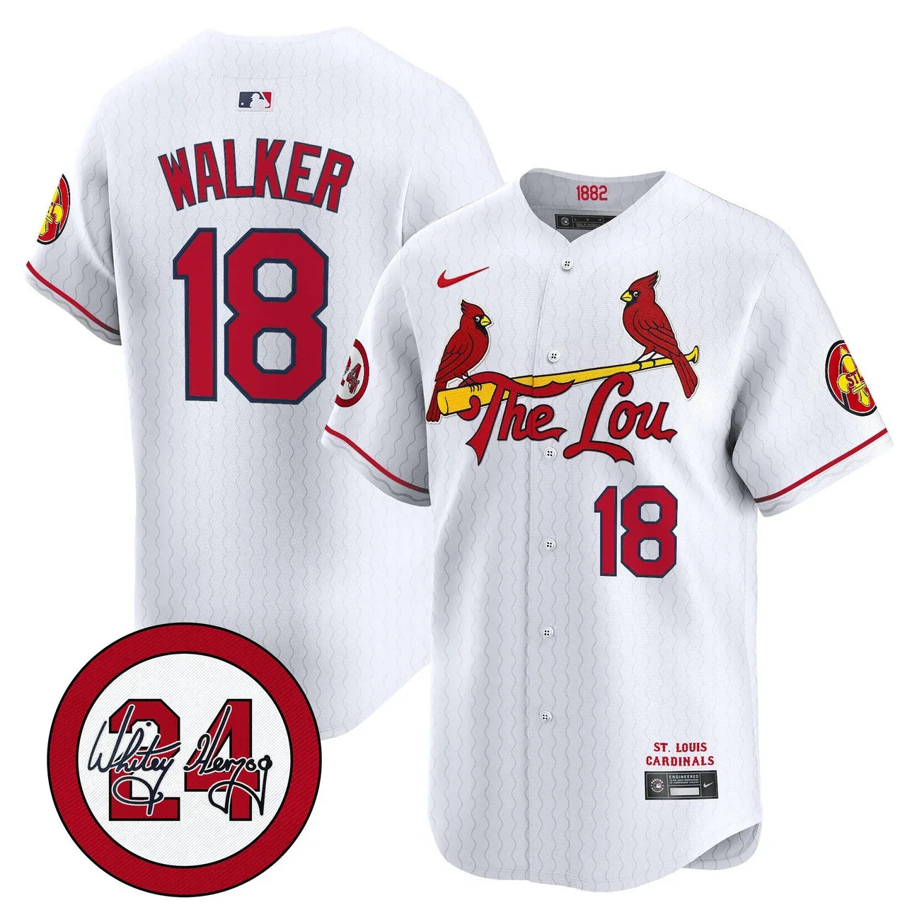 Men's St. Louis Cardinals Whitey Herzog Patch Vapor Premier Limited Jersey - All Stitched - White