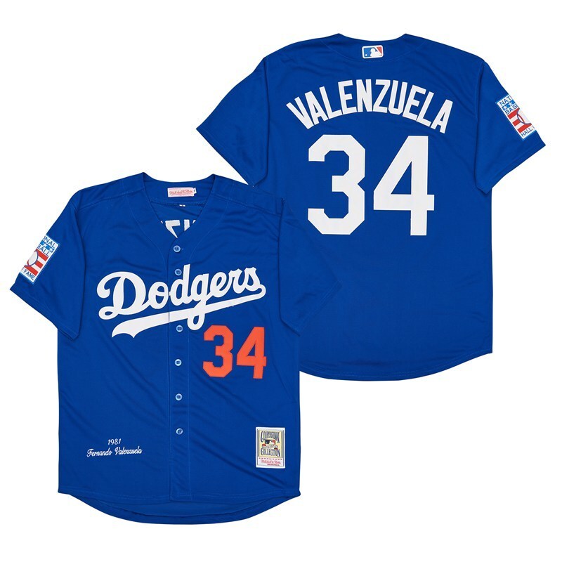 Men's #34 Fernando Valenzuela Los Angeles Dodgers Baseball Jersey