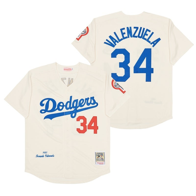 Men's #34 Fernando Valenzuela Los Angeles Dodgers Baseball Jersey