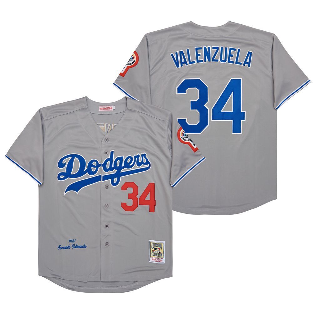 Men's #34 Fernando Valenzuela Los Angeles Dodgers Baseball Jersey