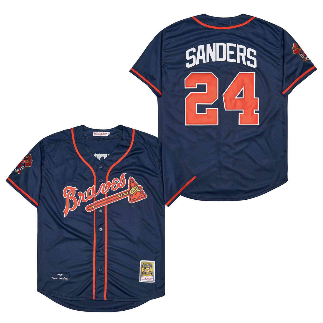 Men's #24 Deion Sanders Atlanta Braves Baseball Jersey
