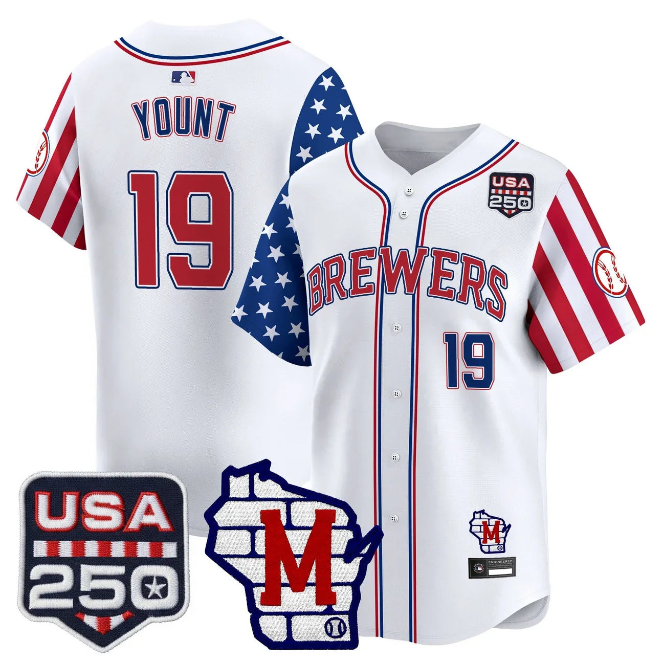 Men's Milwaukee Brewers "America250 Edition" Vapor Premier Limited Jersey - All Stitched - White