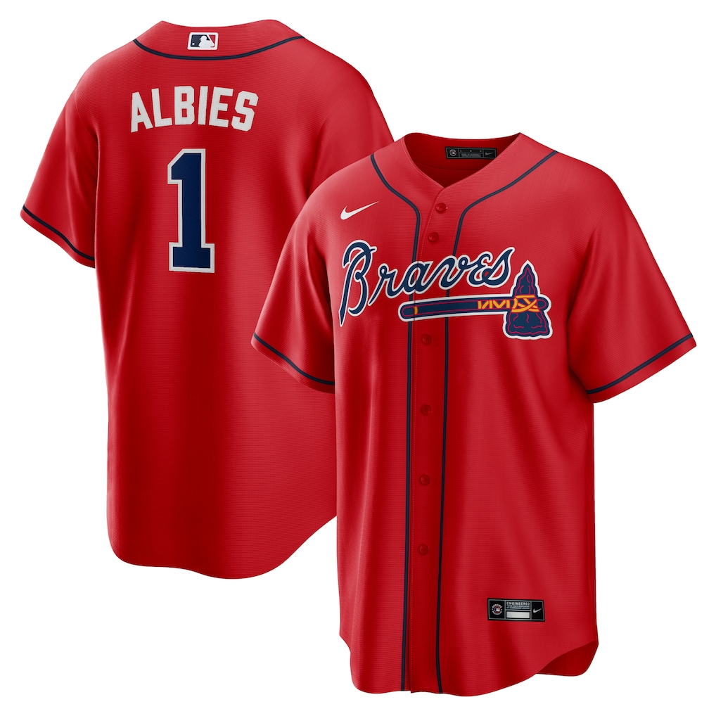 Men's #1 Ozzie Albies Atlanta Braves Baseball Jersey