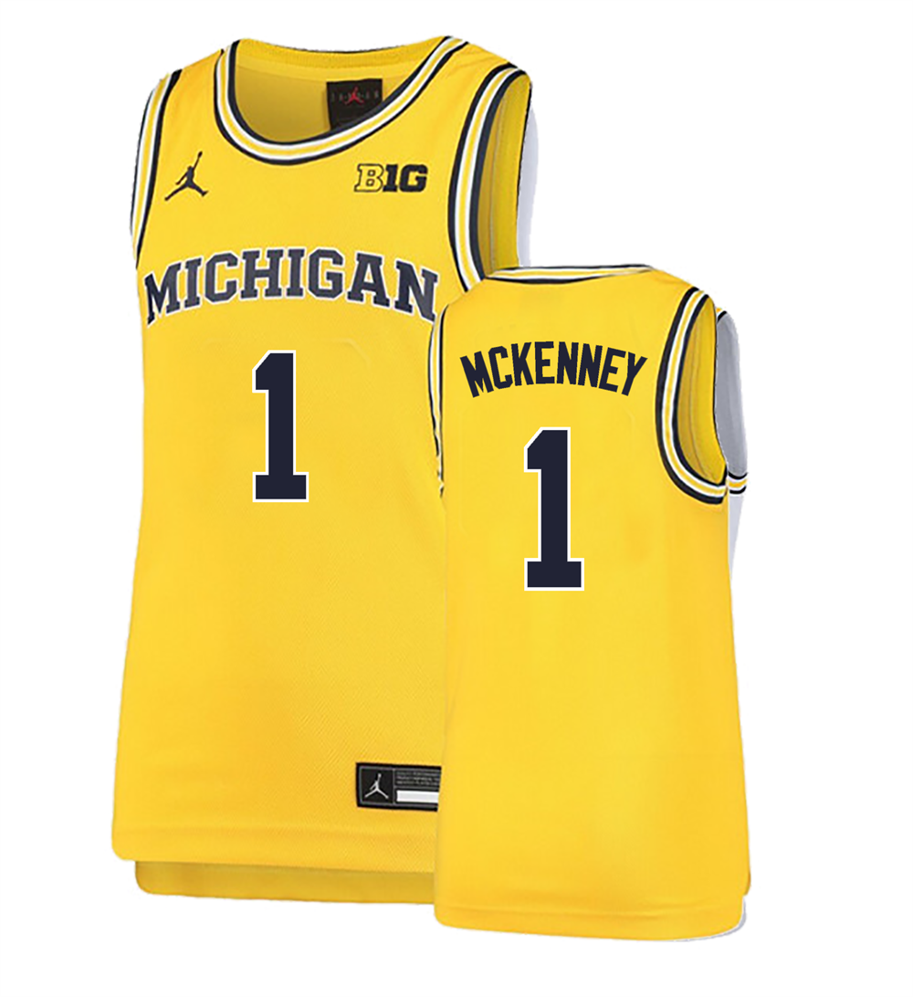 Men's #1 Trey McKenney Michigan Wolverines College Basketball Jersey