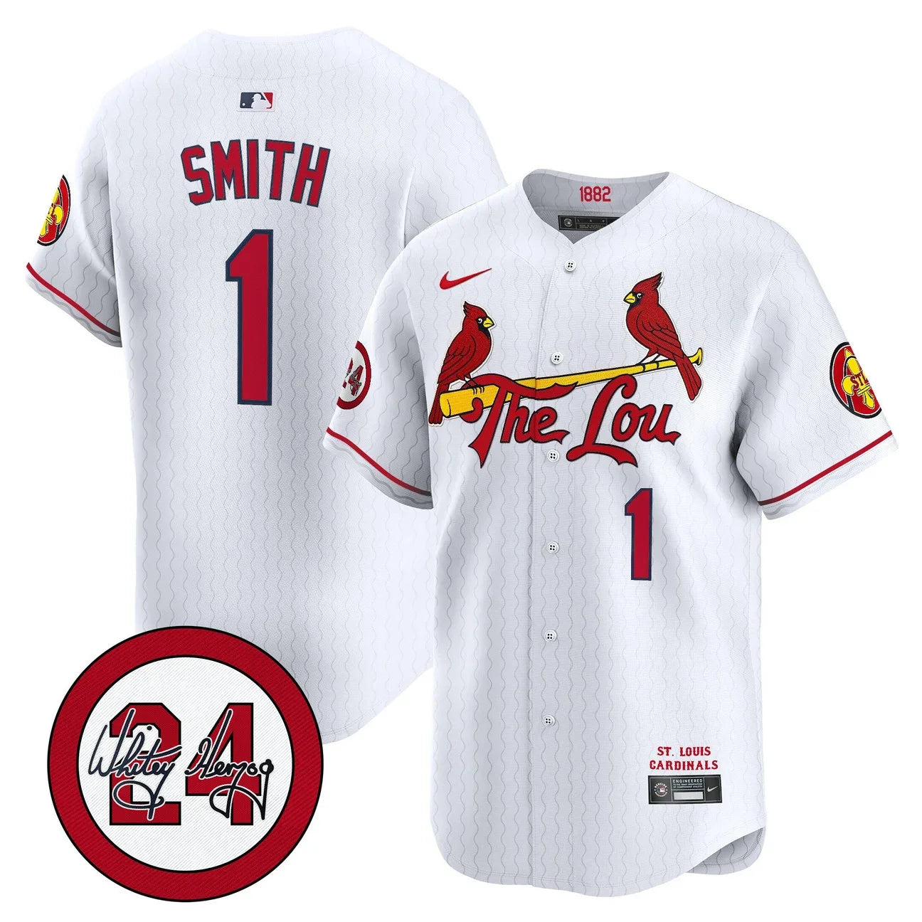 Men's St. Louis Cardinals Whitey Herzog Patch Vapor Premier Limited Jersey - All Stitched - White