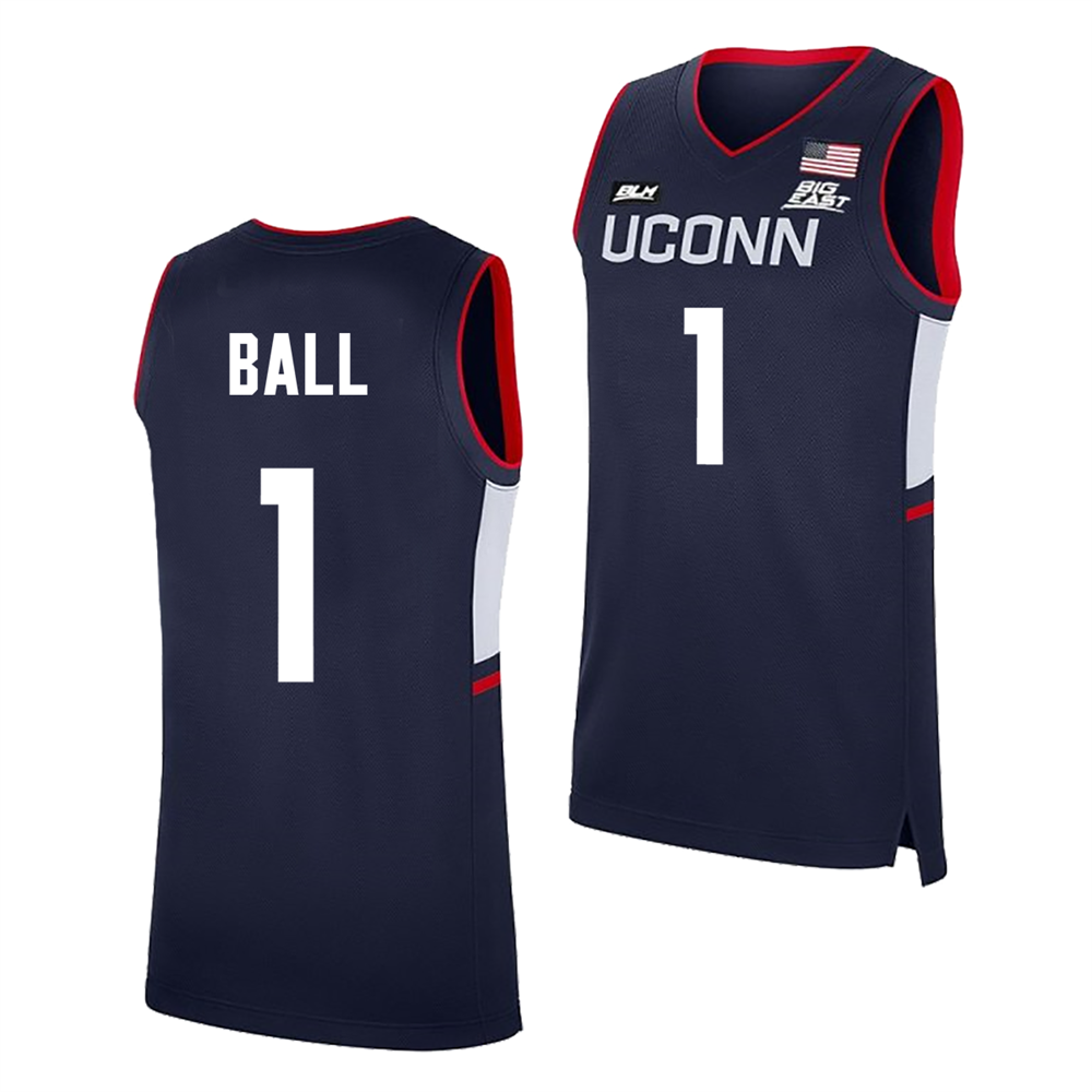 Men's #1 Solo Ball UConn Huskies College Basketball Jersey