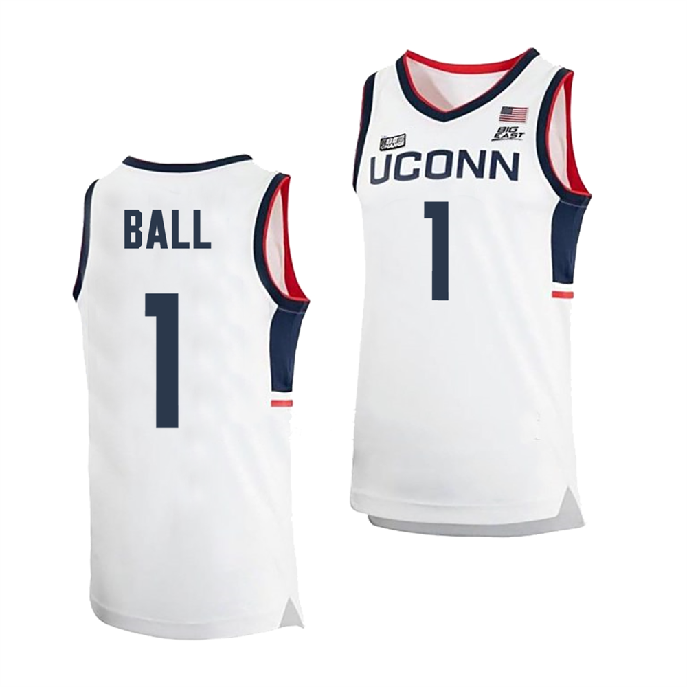 Men's #1 Solo Ball UConn Huskies College Basketball Jersey