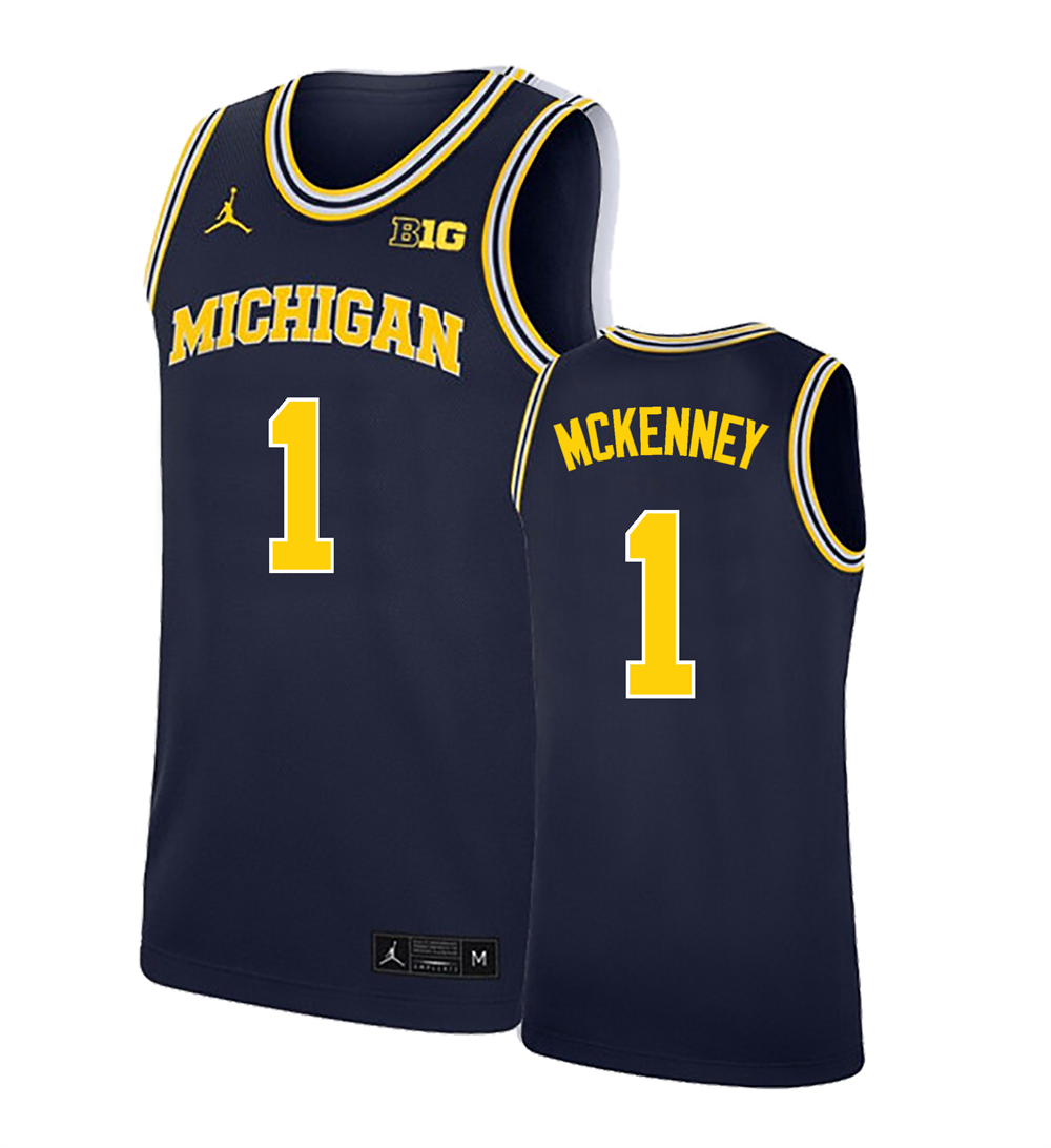 Men's #1 Trey McKenney Michigan Wolverines College Basketball Jersey