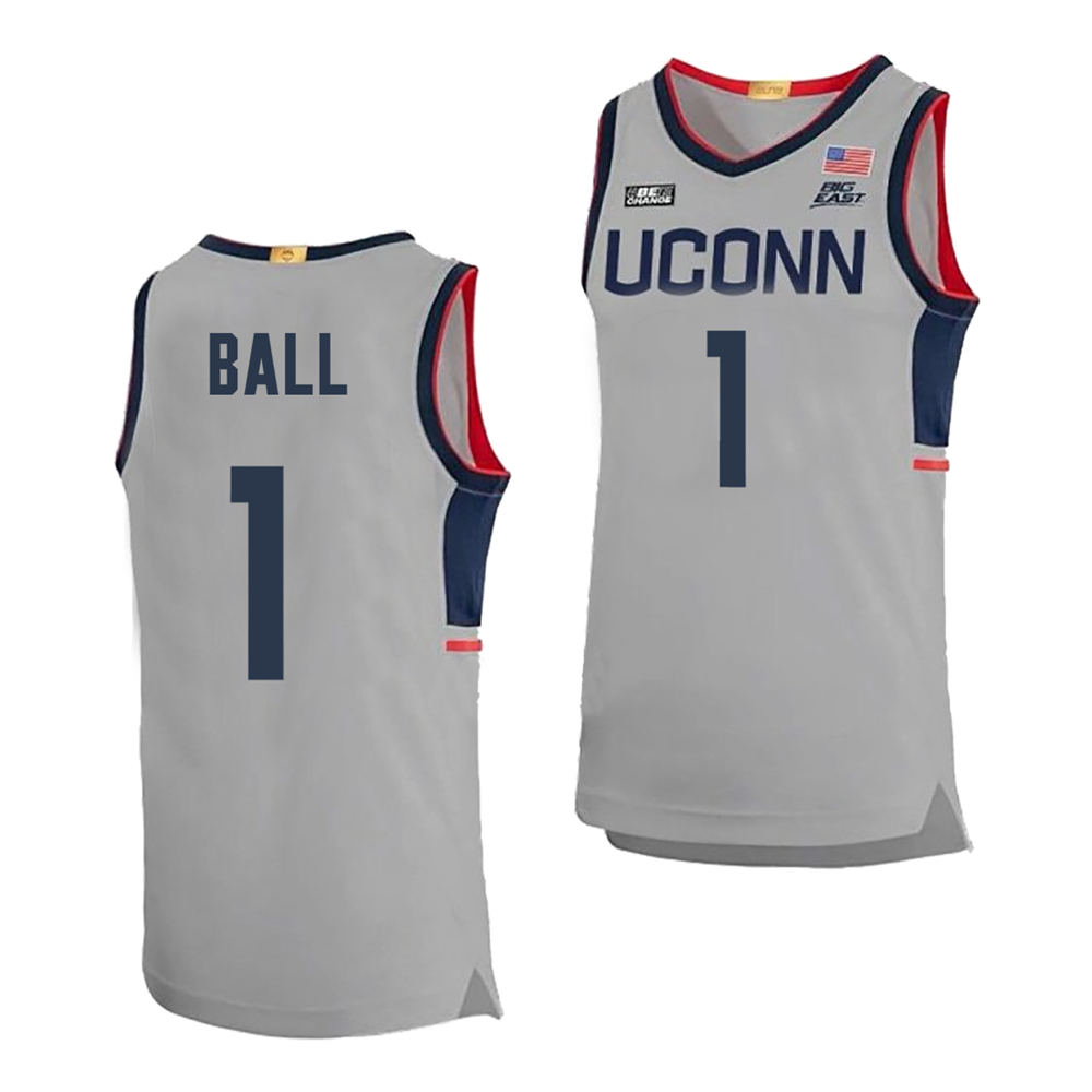 Men's #1 Solo Ball UConn Huskies College Basketball Jersey