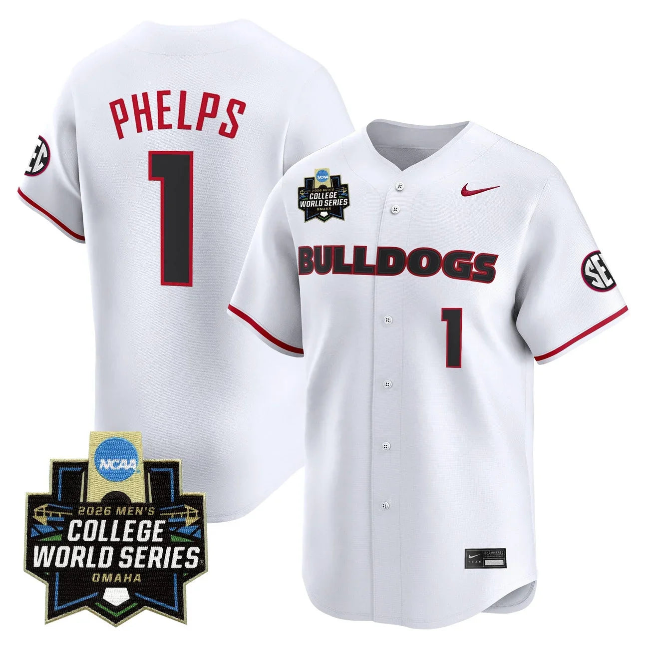 Men's Georgia Bulldogs Baseball 2026 World Series Vapor Premier Limited Jersey - All Stitched