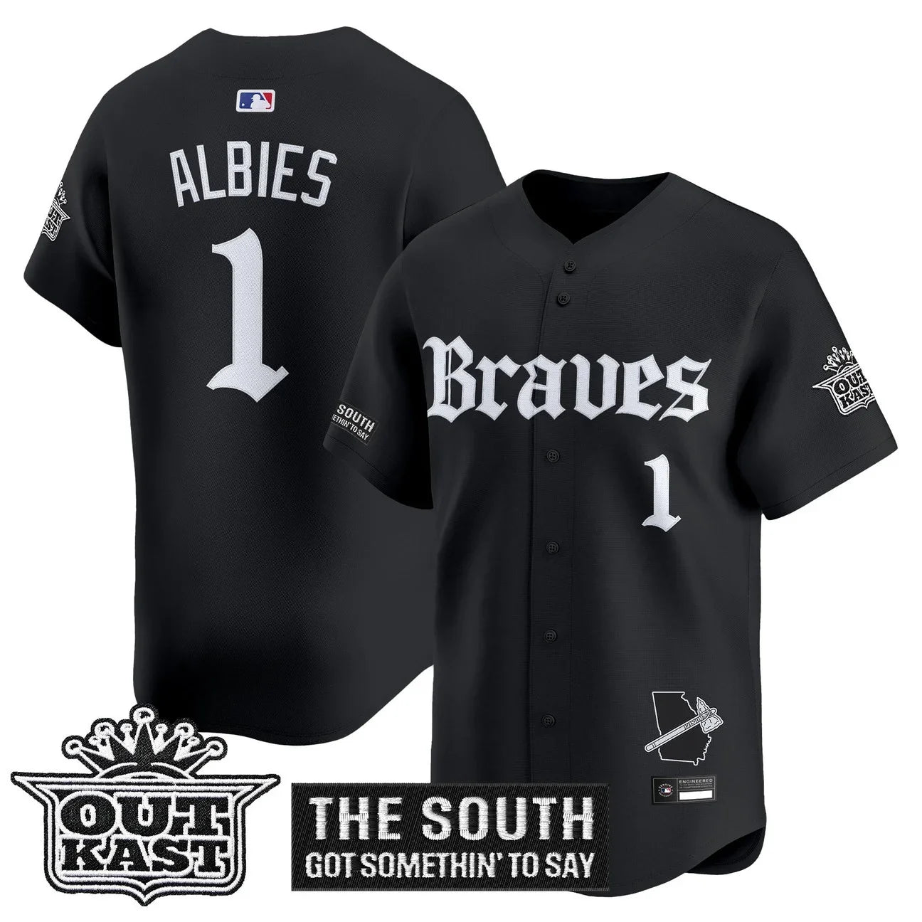 Men's Atlanta Braves 'Gothic South x Outkast Edition' Vapor Premier Limited Jersey V2- All Stitched