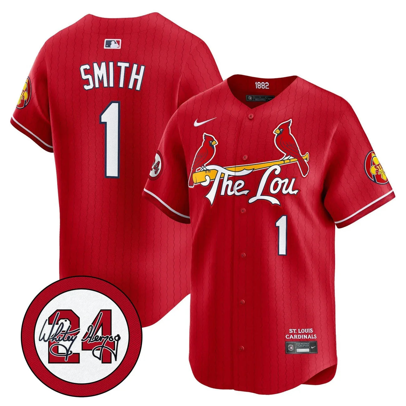 Men's St. Louis Cardinals Whitey Herzog Patch Vapor Premier Limited Jersey - All Stitched - Red