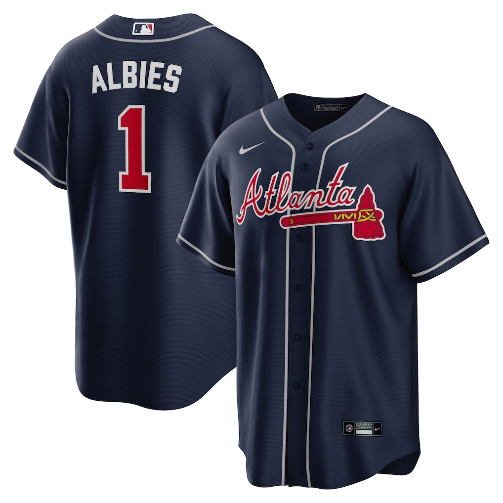 Men's #1 Ozzie Albies Atlanta Braves Baseball Jersey