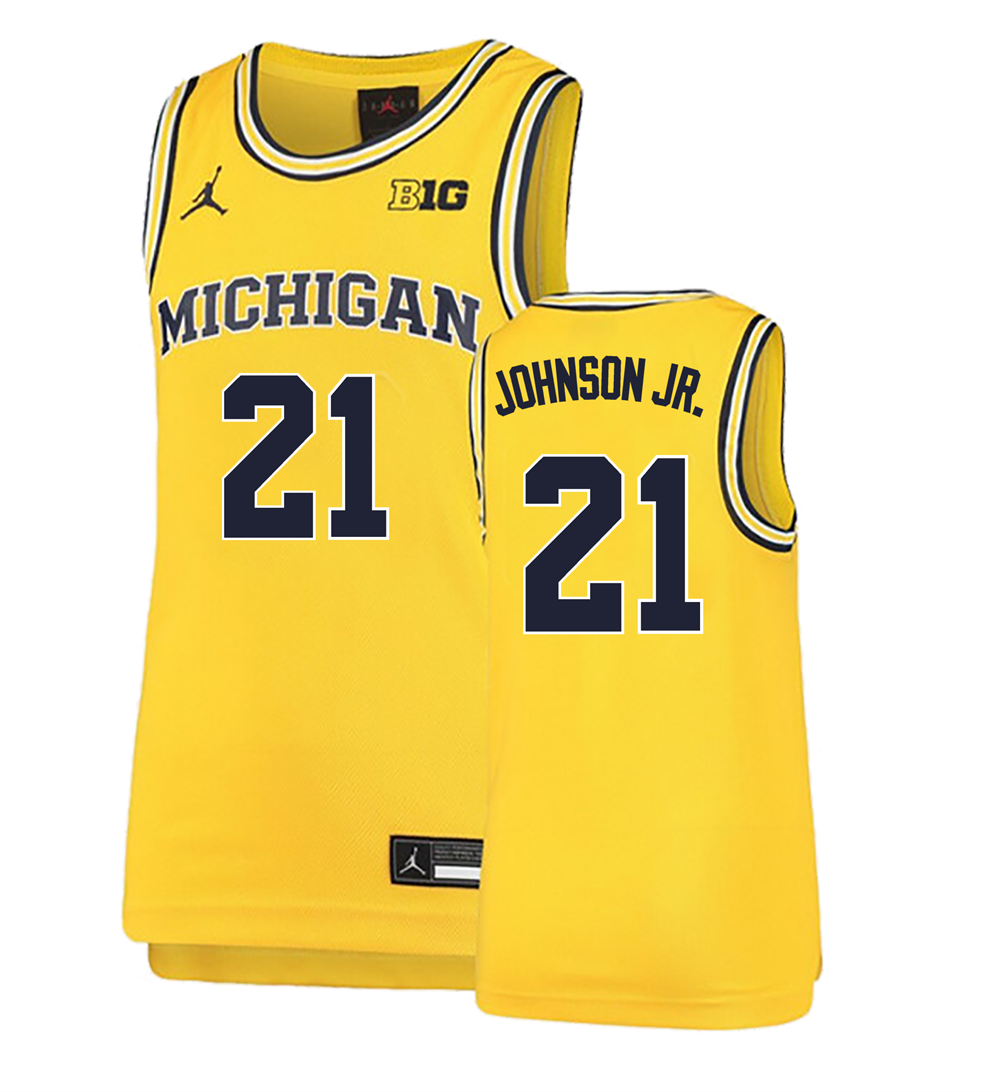 Men's #21 Morez Johnson Jr Michigan Wolverines College Basketball Jersey