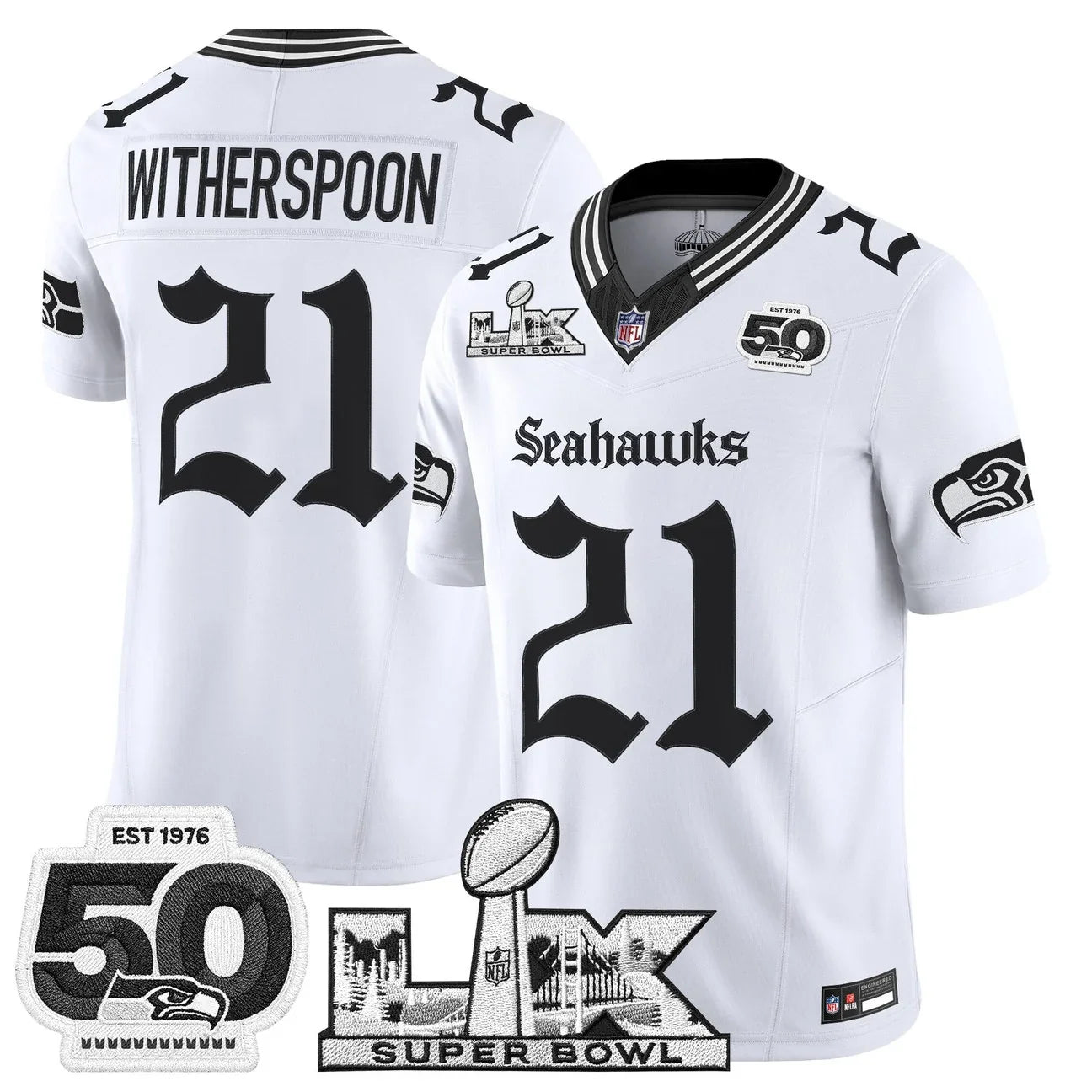 Men's Seattle Seahawks "Super Bowl LX & 50th Patch" Vapor Limited Jersey - Gothic Edition - All Stitched