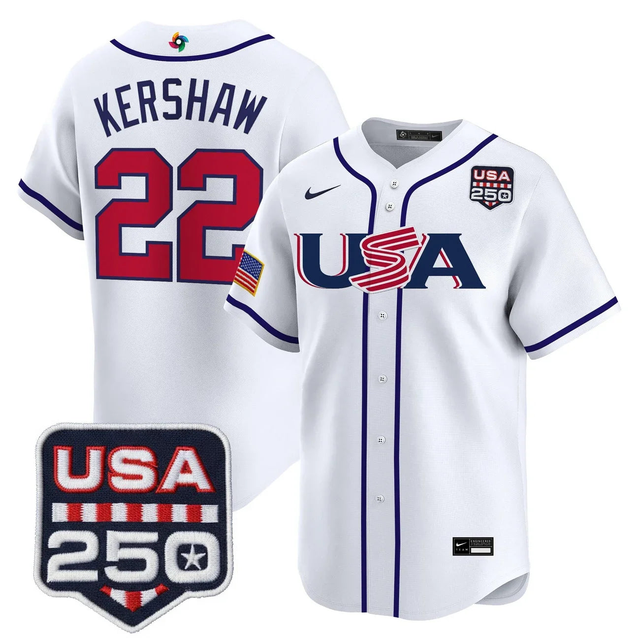 Team USA World Baseball Classic 250America Patch Vapor Premier Jersey - All Stitched - White