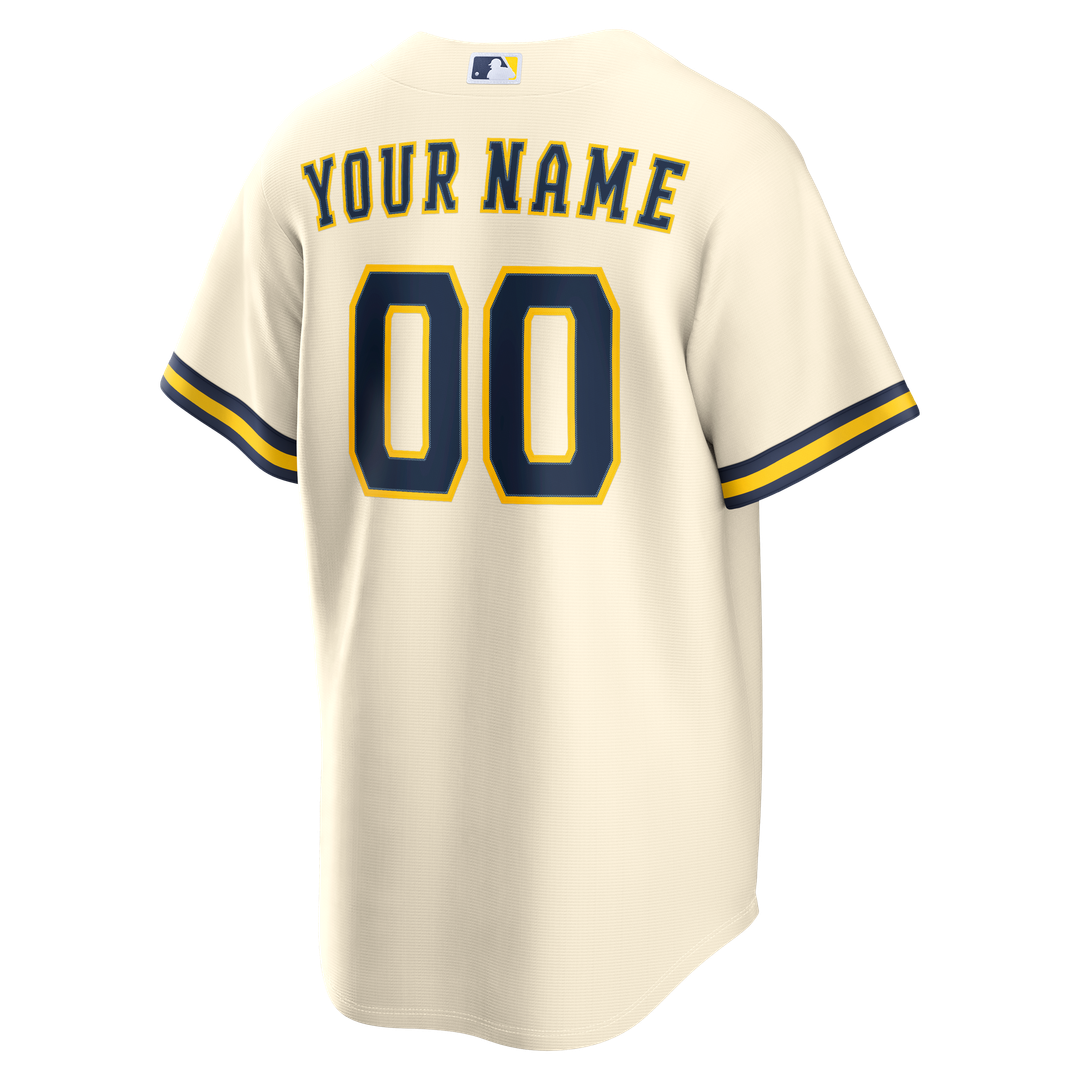 Milwaukee Brewers Nike Home Replica Custom Jersey - Cream