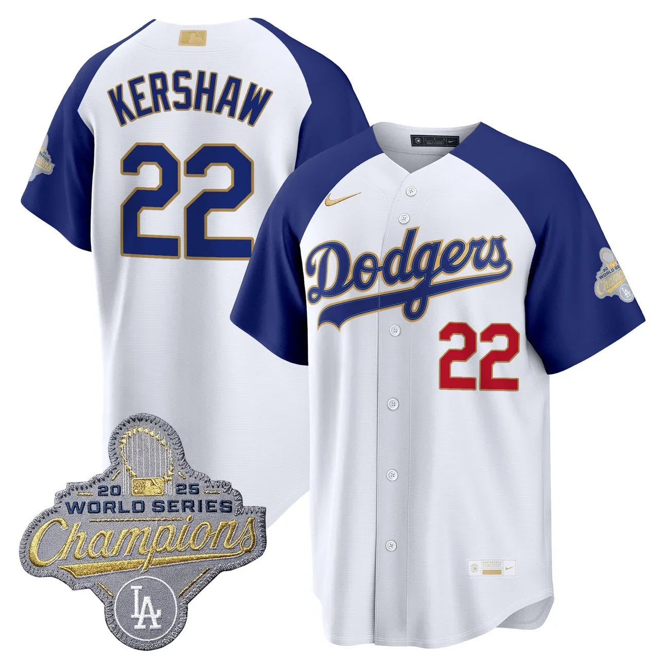 Los Angeles Dodgers "Gold Collection" Premier Limited Jersey - All Stitched -White Alternate