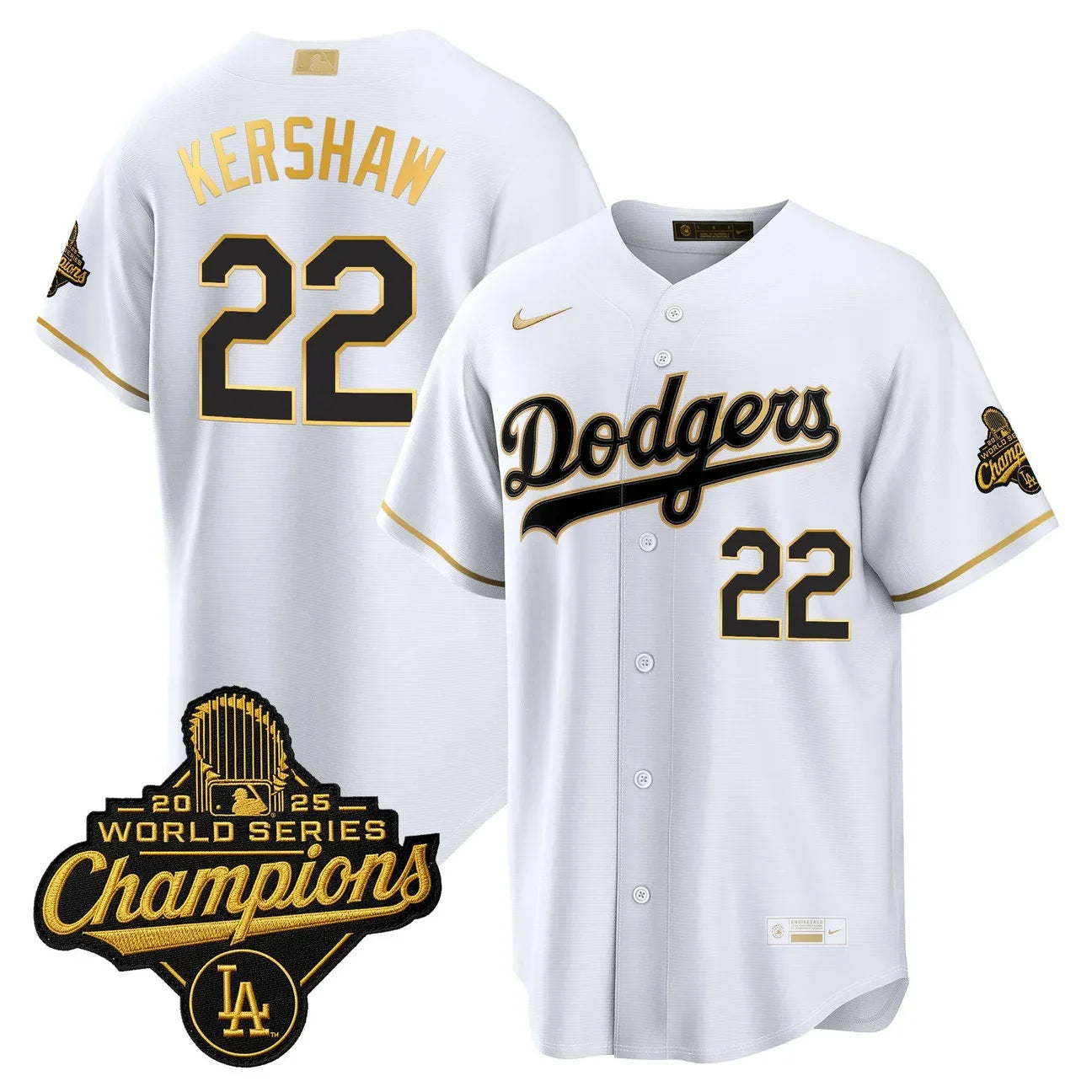 Los Angeles Dodgers "Gold Collection" Premier Limited Jersey - All Stitched - White Gold