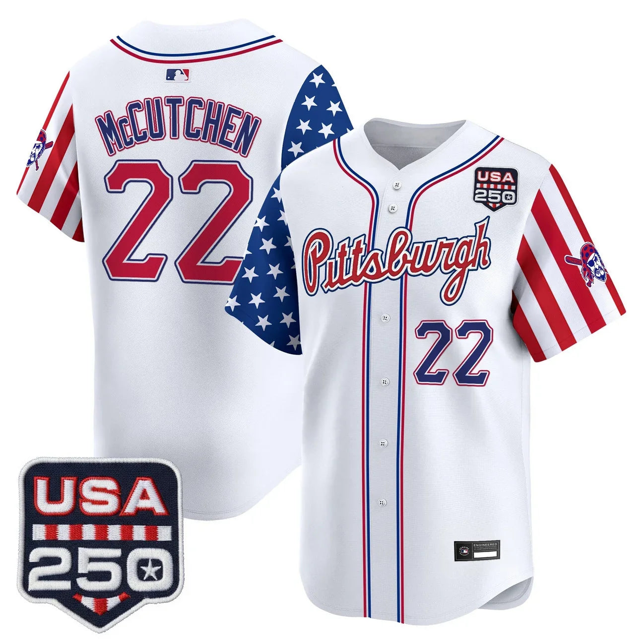 Pittsburgh Pirates "America250 Edition" Vapor Premier Limited Jersey - All Stitched - White
