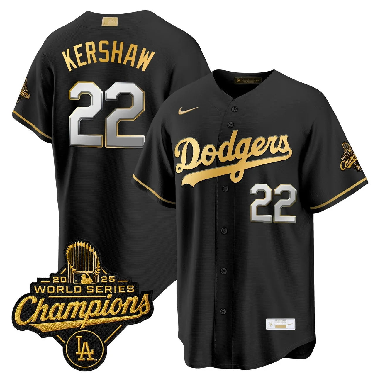 Los Angeles Dodgers "Gold Collection" Premier Limited Jersey - All Stitched -Black Gold