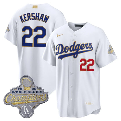 Los Angeles Dodgers "Gold Collection" Premier Limited Jersey - All Stitched -White