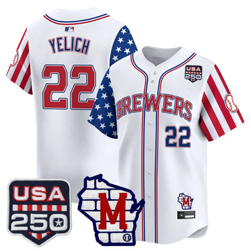Men's Milwaukee Brewers "America250 Edition" Vapor Premier Limited Jersey - All Stitched - White