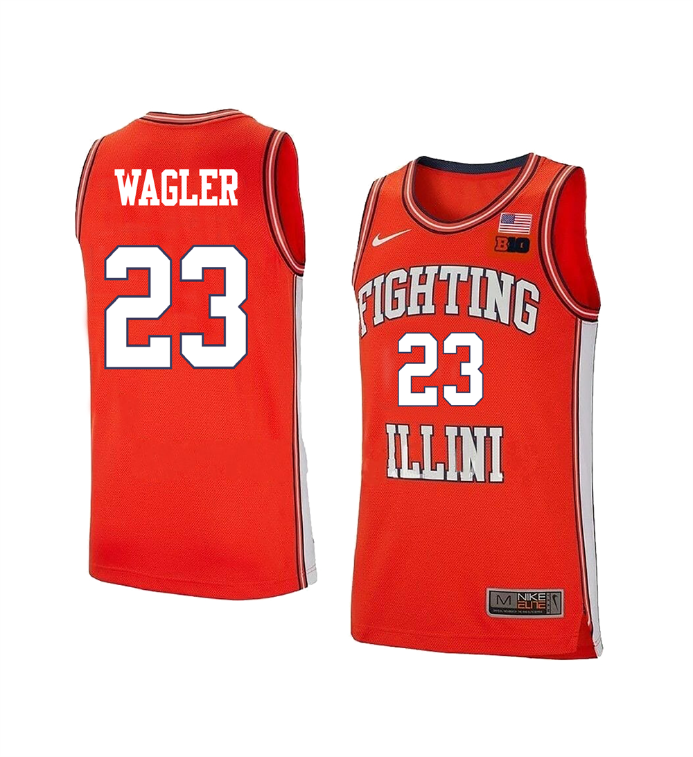 Men's #23 Keaton Wagler Illinois Fighting Illini College Basketball Jersey