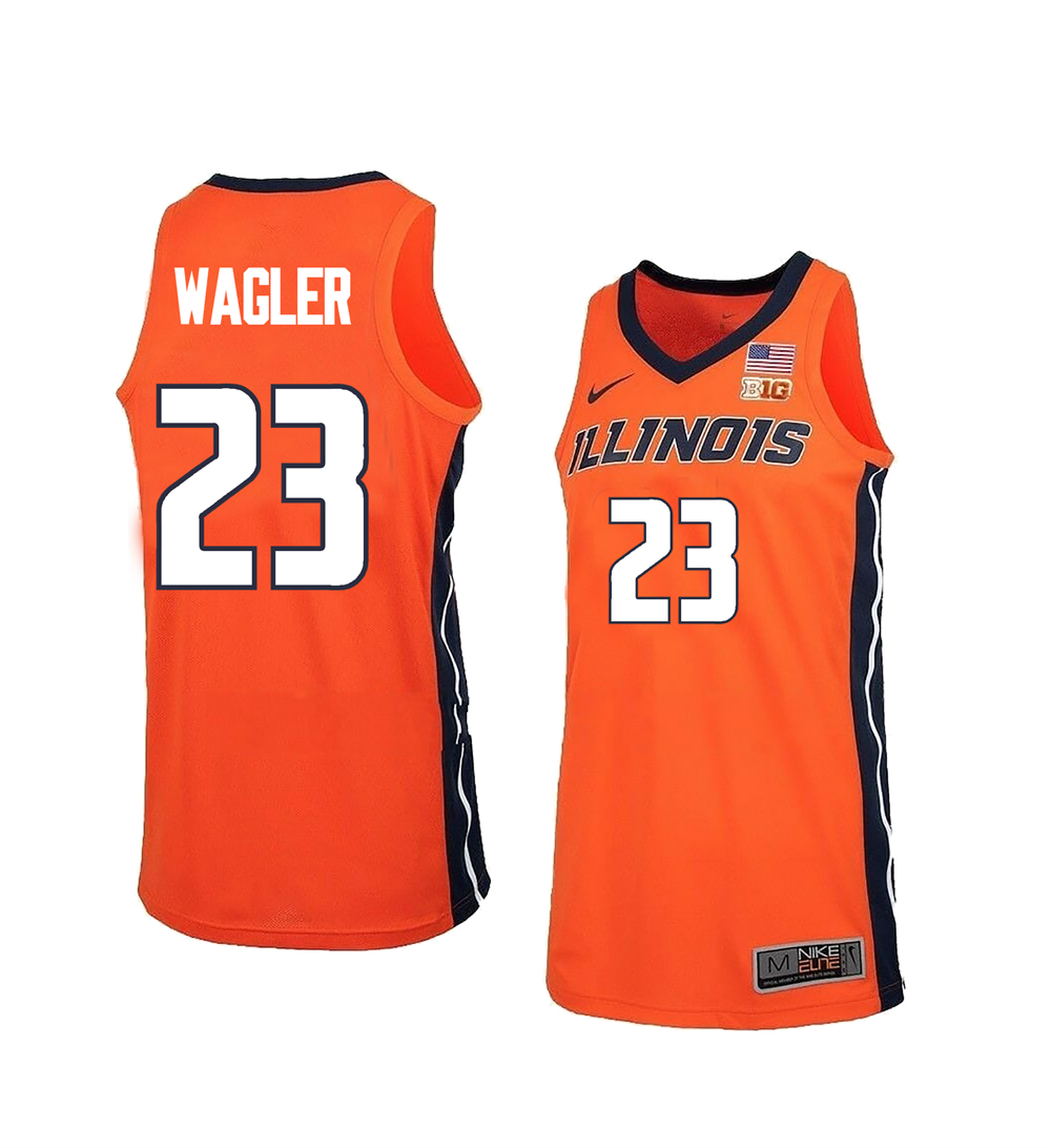 Men's #23 Keaton Wagler Illinois Fighting Illini College Basketball Jersey