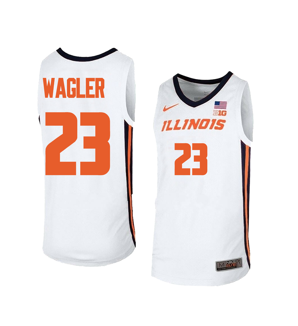 Men's #23 Keaton Wagler Illinois Fighting Illini College Basketball Jersey