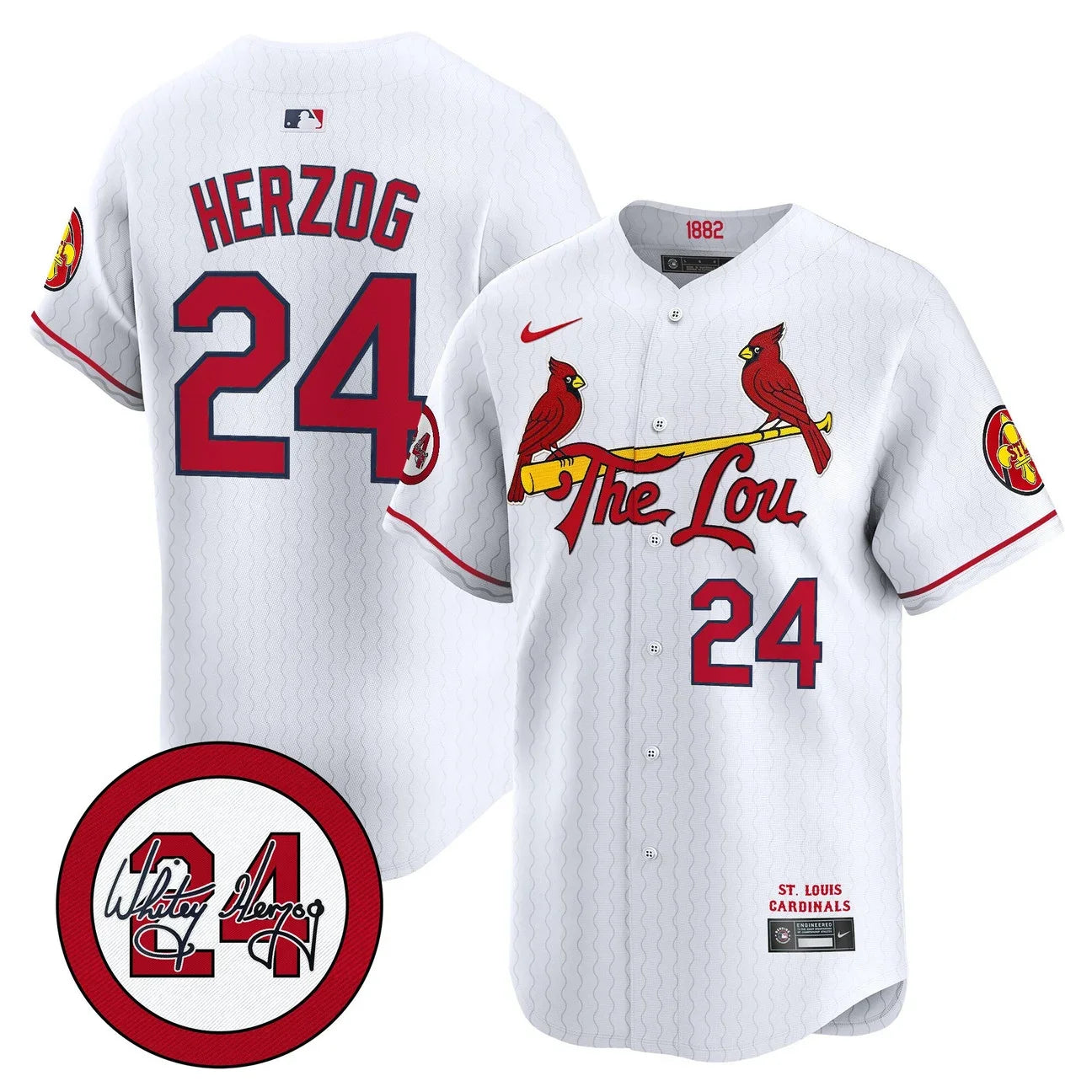 Men's St. Louis Cardinals Whitey Herzog Patch Vapor Premier Limited Jersey - All Stitched - White