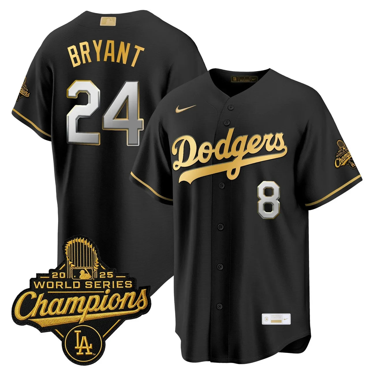 Los Angeles Dodgers "Gold Collection" Premier Limited Jersey - All Stitched -Black Gold