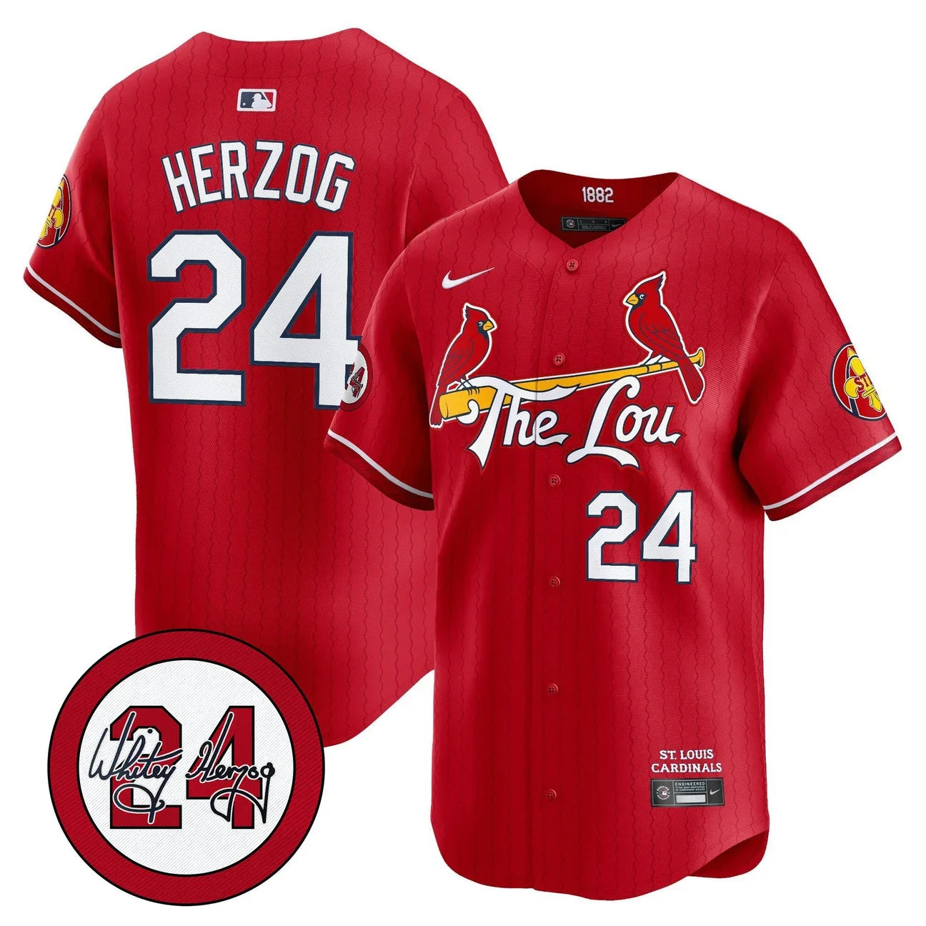 Men's St. Louis Cardinals Whitey Herzog Patch Vapor Premier Limited Jersey - All Stitched - Red