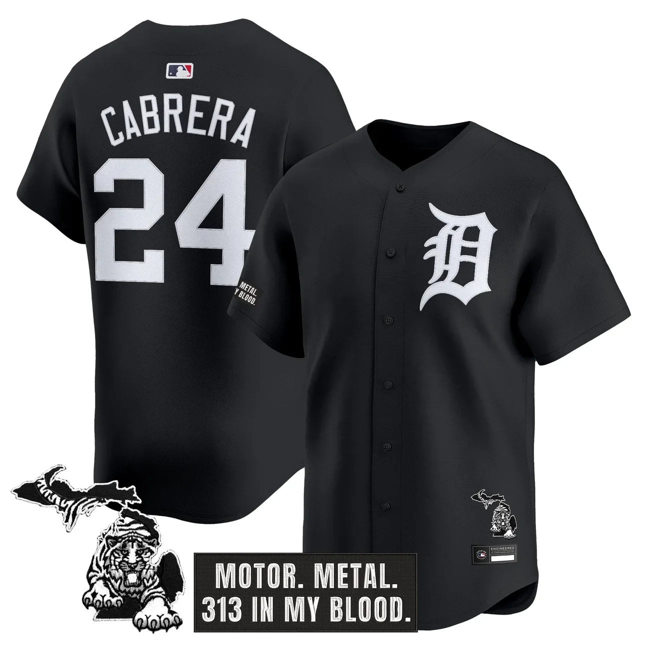 Detroit Tigers 'Old English Edition' Vapor Premier Limited Jersey - All Stitched - Black Limited