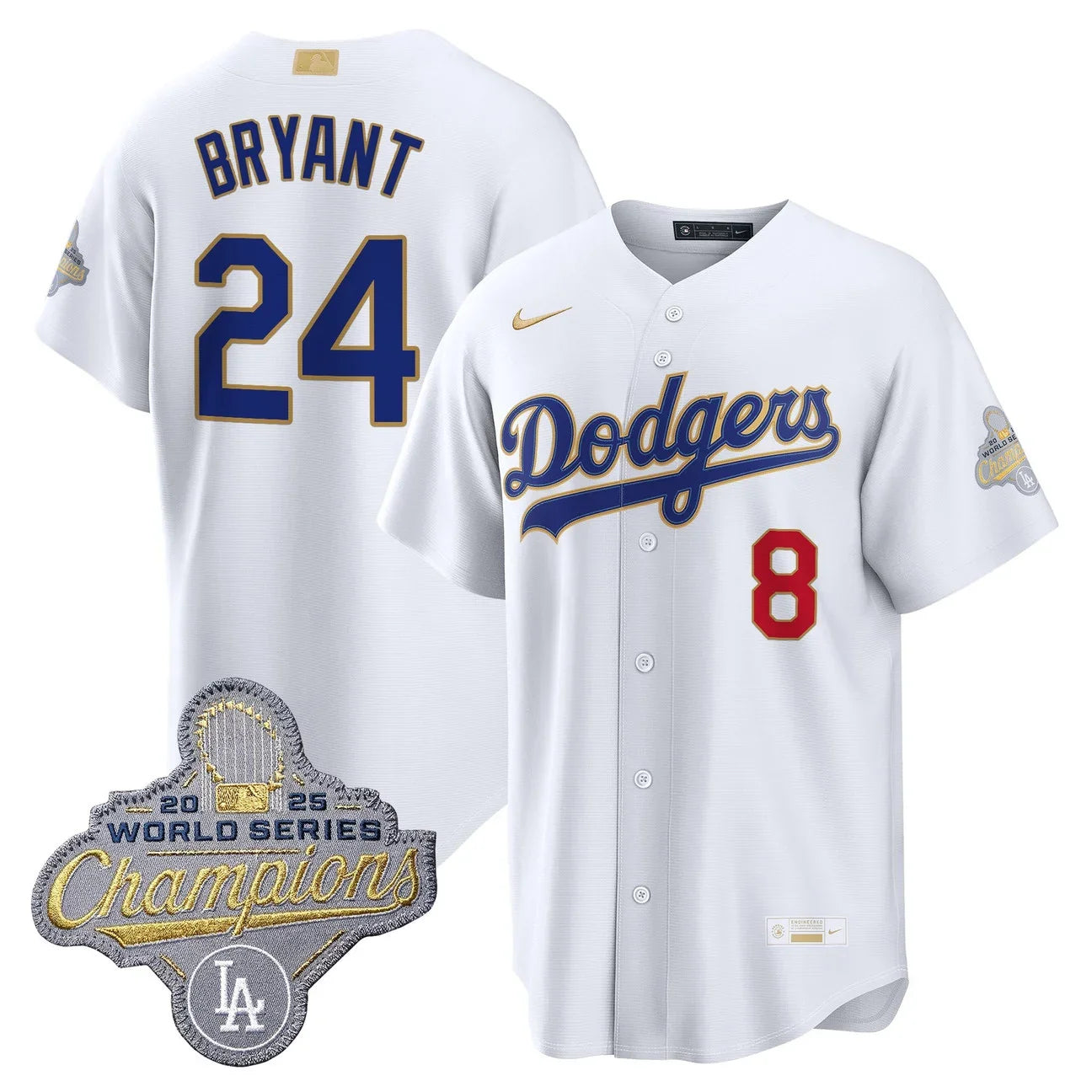 Los Angeles Dodgers "Gold Collection" Premier Limited Jersey - All Stitched -White