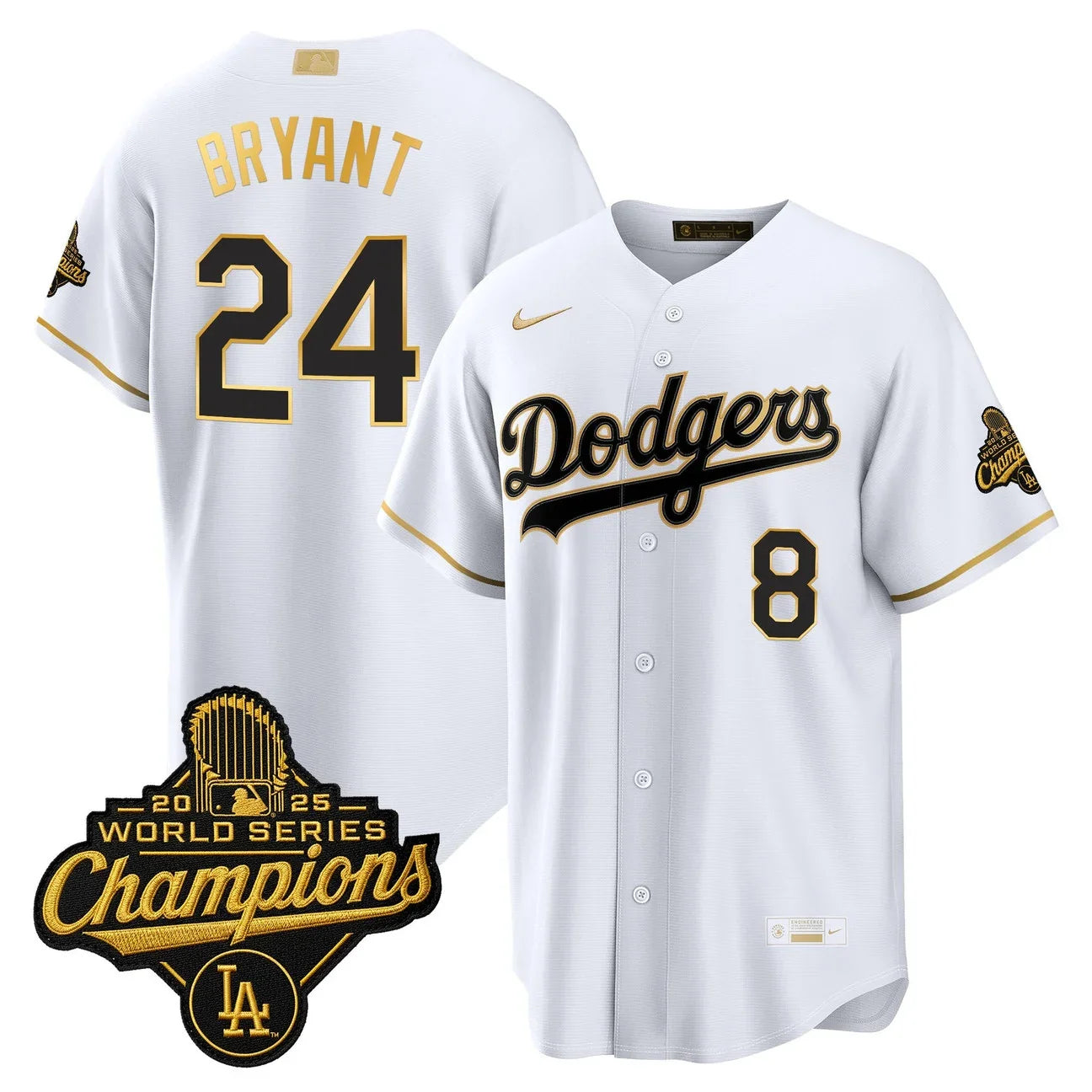 Los Angeles Dodgers "Gold Collection" Premier Limited Jersey - All Stitched - White Gold