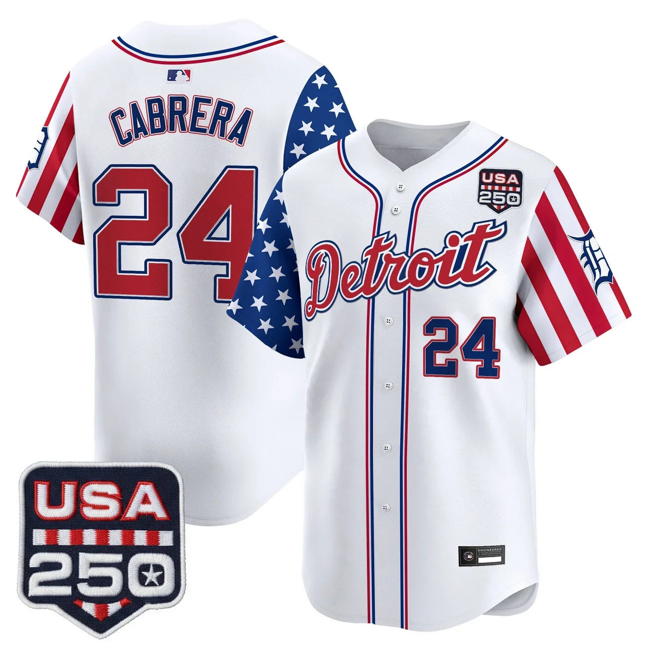 Detroit Tigers "America250 Edition" Vapor Premier Limited Jersey - All Stitched - White