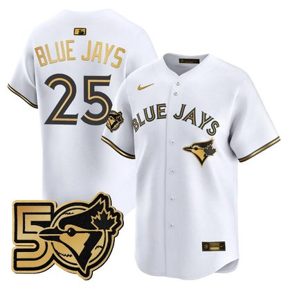 Men's Toronto Blue Jays 50 Seasons Patch Vapor Premier Limited Jersey - All Stitched