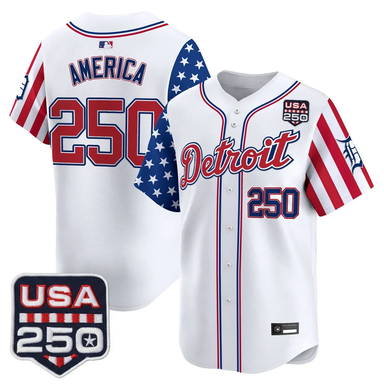 Detroit Tigers "America250 Edition" Vapor Premier Limited Jersey - All Stitched - White